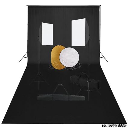 vidaXL Κιτ Φωτογραφικού Στούντιο Softbox με Φώτα, Φόντο & Ανακλαστήρα