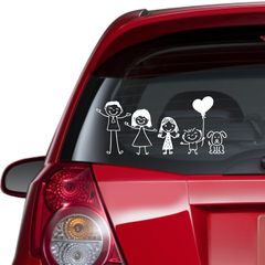 Αυτοκόλλητο αυτοκινήτου - Οικογένεια με σκυλάκι-18cm x 10cm
