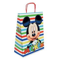 Τσάντα δώρου χάρτινη mickey άσπρη με ρίγες (32cm) 32x24x10cm Disney