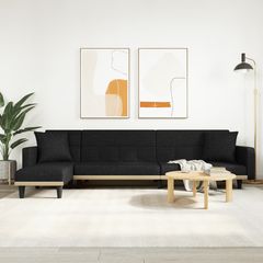 Καναπές Κρεβάτι Γωνιακός Μαύρος 275 x 140 x 70 εκ. Υφασμάτινος - Μαύρο -