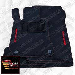MERCEDES BENZ C-CLASS W204 2007-2015 ΠΑΤΑΚΙΑ ΜΟΚΕΤΑ SPORT LINE ΜΑΥΡΟ ME ΚΟΚΚΙΝΗ ΡΑΦΗ - ΚΟΚΚΙΝΟ ΚΕΝΤΗΜΑ AMG ΣΕΤ 4ΤΜΧ --ΕΤΟΙΜΟΠΑΡΑΔΟΤΑ--