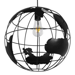 GloboStar® EARTH 01663 Vintage Κρεμαστό Φωτιστικό Μονόφωτο Πλέγμα 1 x E27 IP20 Μαύρο Μέταλλο Μ41 x Π41 x Y41cm