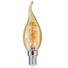 GloboStar® 99134 Λάμπα E14 C35T Κεράκι LED SOFT SPIRAL FILAMENT 4W 320 lm 320° AC 85-265V Φλόγα Flame Edison Retro με Μελί Γυαλί Ultra Θερμό Λευκό 2200 K Dimmable