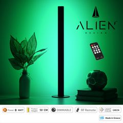 GloboStar® ALIEN-DIVA-BLACK-50-5 ALIEN Design DIVA Μοντέρνο Minimal Nordic Μεταλλικό Φωτιστικό Επιτραπέζιο - Πορτατίφ - Λαμπατέρ Μαύρο LED 8W 800lm με Ασύρματο Χειριστήριο RF & Dimmer IP20 Πράσινο Μ3