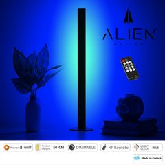 GloboStar® ALIEN-DIVA-BLACK-50-6 ALIEN Design DIVA Μοντέρνο Minimal Nordic Μεταλλικό Φωτιστικό Επιτραπέζιο - Πορτατίφ - Λαμπατέρ Μαύρο LED 8W 800lm με Ασύρματο Χειριστήριο RF & Dimmer IP20 Μπλε Μ3 x Π