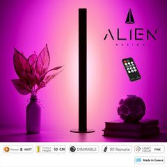 GloboStar® ALIEN-DIVA-BLACK-50-7 ALIEN Design DIVA Μοντέρνο Minimal Nordic Μεταλλικό Φωτιστικό Επιτραπέζιο - Πορτατίφ - Λαμπατέρ Μαύρο LED 8W 800 lm με Ασύρματο Χειριστήριο RF & Dimmer IP20 Ροζ Μ3 x Π