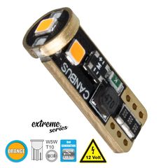 GloboStar® T10 W5W 81117 Λάμπα Αυτοκίνητου  3rd Generation Can-Bus Extreme Series LED 3 SMD 3030 3W 360lm 360° DC 12V IP20 Πορτοκαλί