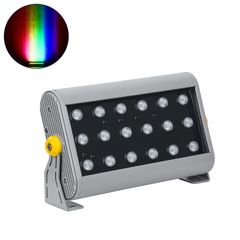 GloboStar® FLOOD-HENA 90642 Προβολέας Wall Washer για Φωτισμό Κτιρίων LED 36W 3600lm 30° DC 24V Αδιάβροχο IP65 Μ30 x Π6 x Υ17cm Πολύχρωμο RGB DMX512 - Ασημί - 3 Years Warranty