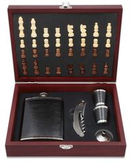 Hip Flask Set Φλασκί Ποτού - Σκάκι με Σφηνοπότηρα (F4519) - 240ml Μαύρο
