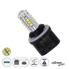 GloboStar® 81456 Λάμπα Αυτοκίνητου H27W/1 - PG13/880 3rd Generation Can-Bus Extreme Series LED 16 XBD CREE & 4 SMD 4014 12W 1800lm 360° DC 12V IP20 Ψυχρό Λευκό 6000K