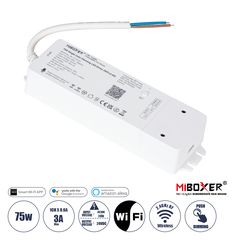 GloboStar® 71437 WL1-P75V24 Mi-BOXER DC Smart Wifi & RF 2.4Ghz & Push Dimming Power Supply Τροφοδοτικό SELV & Controller / Dimmer All in One AC100-240V σε DC 24V 1 x 3A 75W - Max 3A 75W - IP20 Μ19 x Π