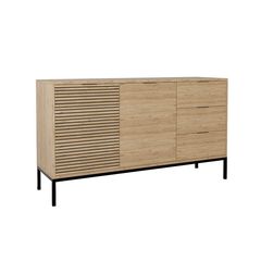 197-000183 Μπουφές Leodrif pakoworld μελαμίνης oak-μαύρο 140x40x80εκ CHIPBOARD MELAMINE - METAL LEGS NATURAL - BLACK, 1 Τεμάχιο