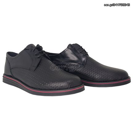 Χειροποίητα Plain Toe Derby Παπούτσια Δερμάτινα Μαύρα KB 024 BLACK