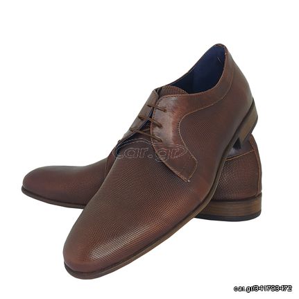 Χειροποίητα Δερμάτινα Plain Toe Derby Παπούτσια Καφέ 758 BROWN