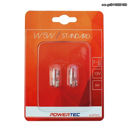 T10 W5W 12V W2,1x9,5d (ΚΑΡΦΩΤΟ ΑΚΑΛΥΚΟ) POWERTEC STANDARD ΑΛΟΓΟΝΟΥ 2ΤΕΜ. M-TECH