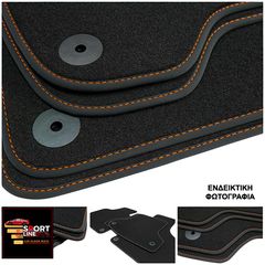 MERCEDES BENZ S-CLASS W126 1979-1992 ΠΑΤΑΚΙΑ ΜΟΚΕΤΑ SPORT LINE ΜΑΥΡΟ ME ΠΟΡΤΟΚΑΛΙ ΡΑΦΗ - ΠΟΡΤΟΚΑΛΙ ΚΕΝΤΗΜΑ MERCEDES BENZ ΣΕΤ 4ΤΜΧ