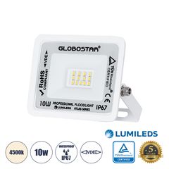 GloboStar® ATLAS 61405 Επαγγελματικός Προβολέας LED 10W 1200lm 120° AC 220-240V - Αδιάβροχος IP67 - Μ10 x Π2 x Υ8cm - Λευκό - Φυσικό Λευκό 4500K - LUMILEDS Chips - TÜV Rheinland Certified - 5 Years Wa