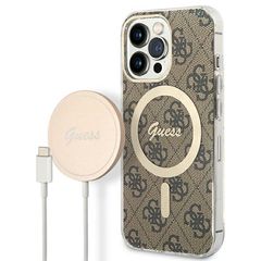 Set Guess GUBPP13LH4EACSW Case+ Charger iPhone 13 Pro brown/brown hard case 4G Print MagSafe