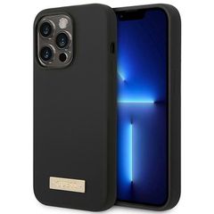 Guess GUHMP14LSBPLK iPhone 14 Pro 6.1" black/black hard case Silicone Logo Plate MagSafe