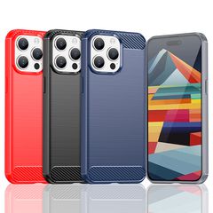 Flexible carbon pattern case for iPhone 15 Pro Max Carbon Case - blue-thumb-1