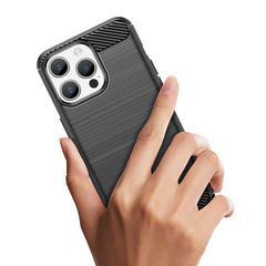 Flexible carbon pattern case for iPhone 15 Pro Carbon Case - blue-thumb-3