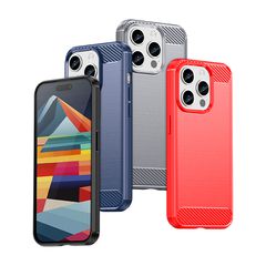 Flexible carbon pattern case for iPhone 15 Pro Carbon Case - black-thumb-4