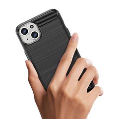 Flexible carbon pattern case for iPhone 15 Plus Carbon Case - blue-thumb-3