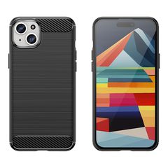 Flexible carbon pattern case for iPhone 15 Plus Carbon Case - black-thumb-4