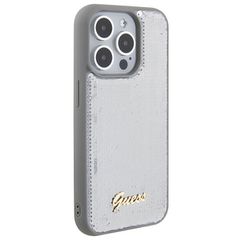 Guess Sequin Script Metal case for iPhone 15 Pro - silver-thumb-3