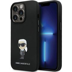 Karl Lagerfeld KLHCP13LSMHKNPK case for iPhone 13 Pro / 13 - black Silicone Ikonik Metal Pin
