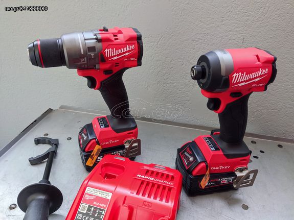 ΚΟΡΥΦΑΙΟ!!Σετ Milwaukee 18V Κρουστικό Δραπανοκατσάβιδο + παλμικός βιδολογος 4 ταχυτήτων 1/4''με 2 μπαταρίες 18VX5Ah-thumb-2