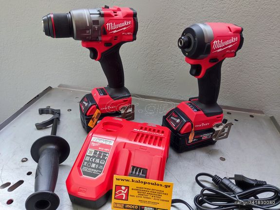 ΚΟΡΥΦΑΙΟ!!Σετ Milwaukee 18V Κρουστικό Δραπανοκατσάβιδο + παλμικός βιδολογος 4 ταχυτήτων 1/4''με 2 μπαταρίες 18VX5Ah-thumb-1