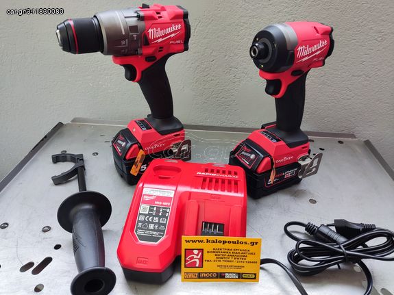 ΚΟΡΥΦΑΙΟ!!Σετ Milwaukee 18V Κρουστικό Δραπανοκατσάβιδο + παλμικός βιδολογος 4 ταχυτήτων 1/4''με 2 μπαταρίες 18VX5Ah