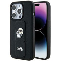 Karl Lagerfeld Gripstand Saffiano Karl Pins case for iPhone 13 Pro / 13 - black