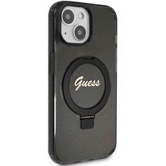 Guess Ring Stand Script Glitter MagSafe case for iPhone 13 / 14 / 15 - black-thumb-3