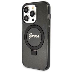 Guess Ring Stand Script Glitter MagSafe case for iPhone 13 Pro Max - black-thumb-1