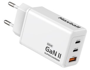 MAXBALL Charger T826 GaN II 2-Port USB-C, 1-Port USB-A  65W White