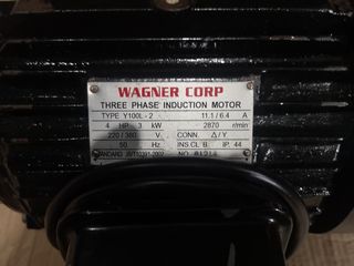 ΗΛΕΚΤΡΟΚΙΝΗΤΗΡΑΣ ΜΟΤΕΡ WAGNER CORP 4HP 3KW Y100L-2 28 χιλ ΑΞΩΝΑΣ 