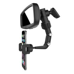 Adjustable car rearview mirror holder for smartphone black-thumb-2