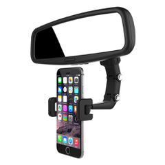 Adjustable car rearview mirror holder for smartphone black-thumb-4