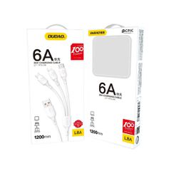 USB cable - USB C / micro USB / Lightning 480Mb/s 6A 1.2m - white-thumb-4