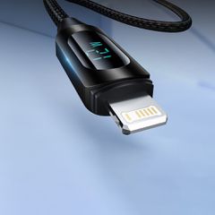 USB-A Cable - Lightning Wozinsky WUALC2 with LED Display 2.4A 2m - Black-thumb-3