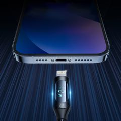 USB-A Cable - Lightning Wozinsky WUALC2 with LED Display 2.4A 2m - Black-thumb-4