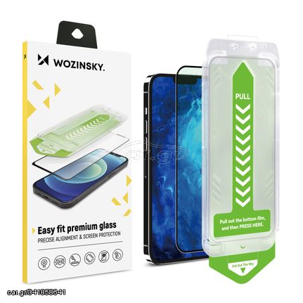 9H tempered glass with mounting frame for iPhone 15 Pro Max Wozinsky Premium Glass - black
