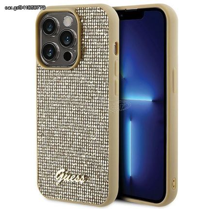 Guess Disco Metal Script case for iPhone 15 Pro - gold