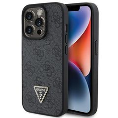 Guess Leather 4G Diamond Triangle case for iPhone 15 Pro Max - black