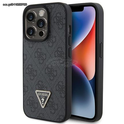 Guess Leather 4G Diamond Triangle case for iPhone 15 Pro Max - black