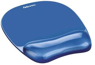 Fellowes Mouse Mat Wrist Support - Crystals Gel Mouse Pad with Non Slip Rubber Base - Ergonomic Mouse Mat for Computer, Laptop, Home Office Use - Compatible with Laser and Optical Mice - Blue