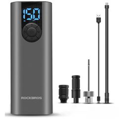 Rockbros 42720001001 Electric Bike Pump with LED Display + USB-C - USB-A Cable - Black