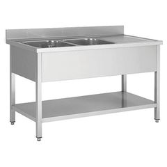 Λάντζα Ανοιχτή Inox  2 γούρνες 50x40 (αριστερά)